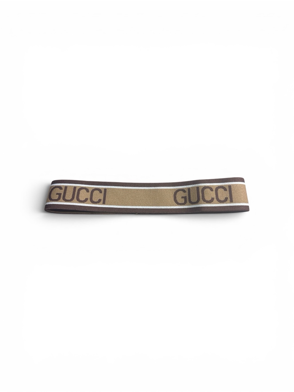 Luxury Logo Elastic Headband in Beige and Brown